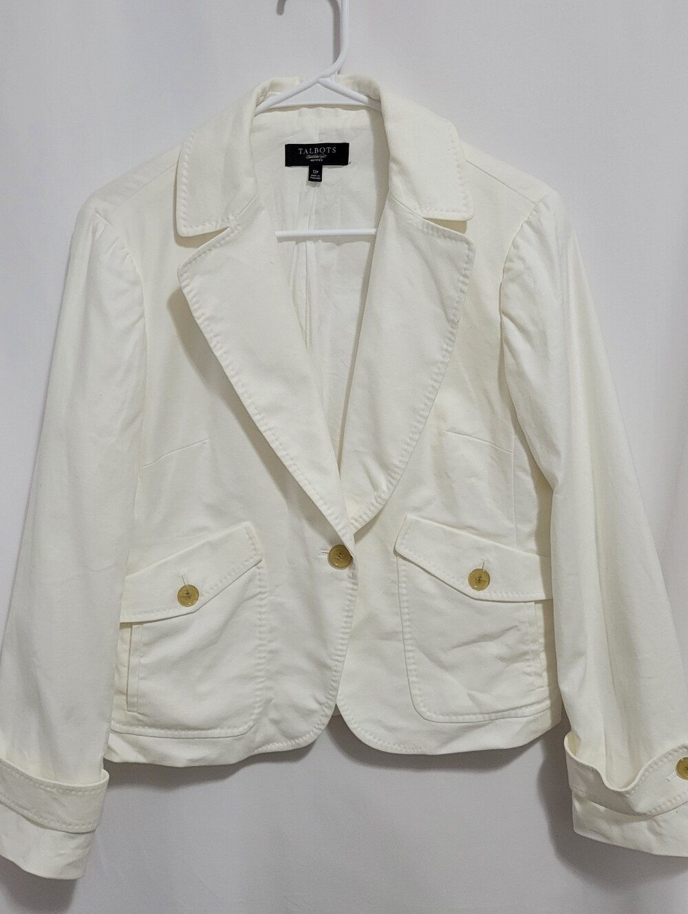 Talbots Petites White Tailored Blazer Jacket-Linen Blend. Size 12P